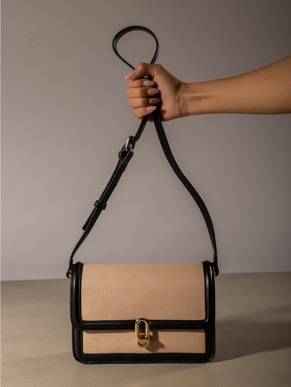 Jules Kae Mia Bag (Blush lizard/black)